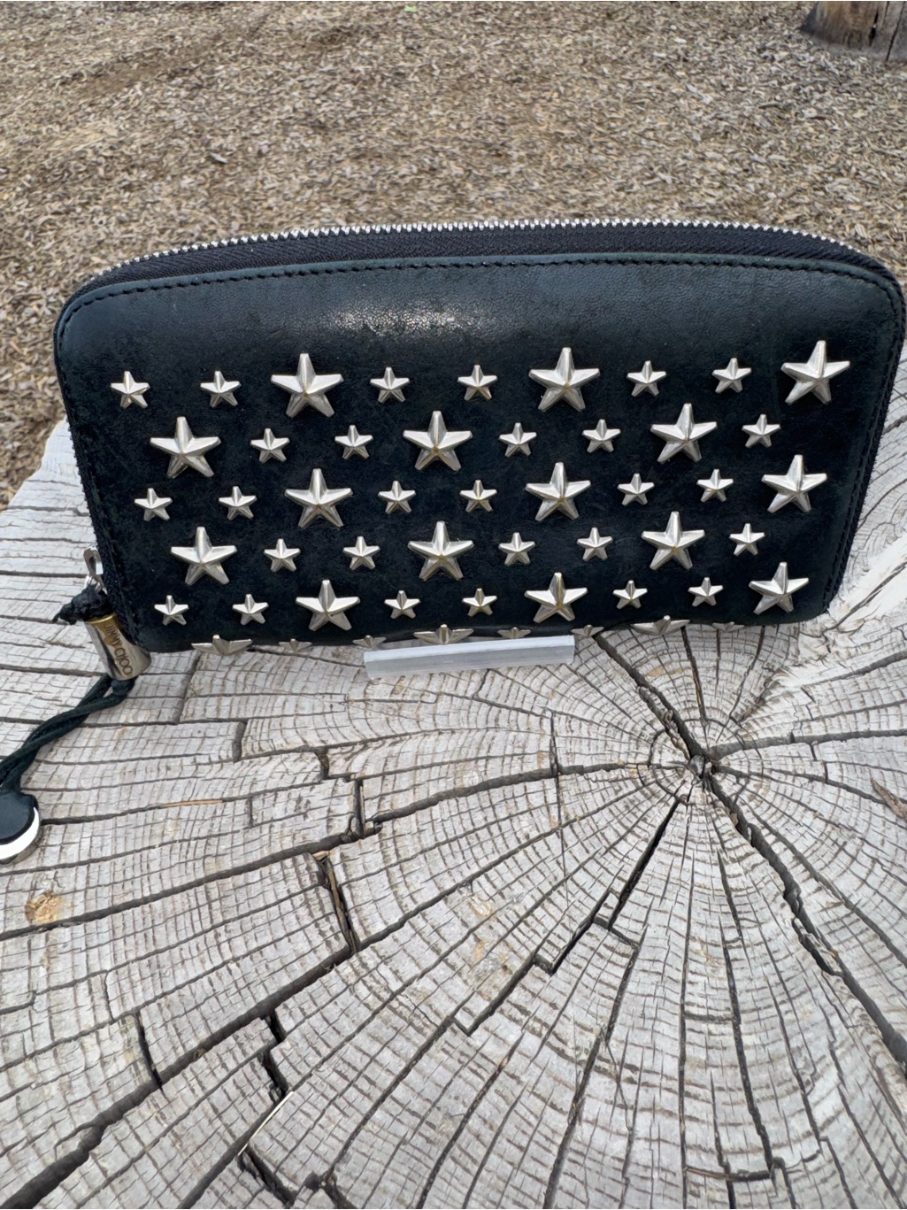 Jimmy Choo Black Leather Zip Wallet